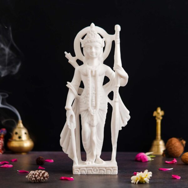 White Marble Standing Ram Ji murti for Pooja Room Standing Hindu Lord Ram ji Statue for Home Temple Idol Murti Best for Gift